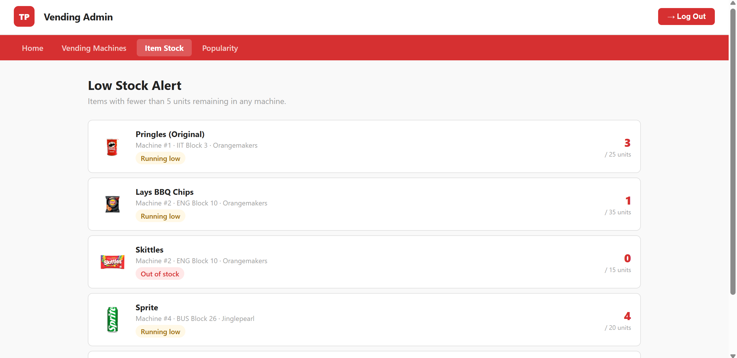TP: Vending Machine Tracker screenshot 7